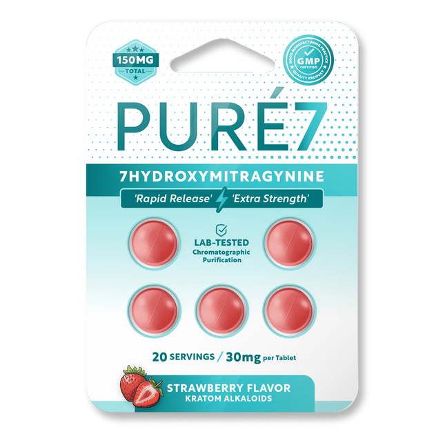 Pure 7-Hydroxymitragynine Strawberry 30mg Tablets - 5 Count.