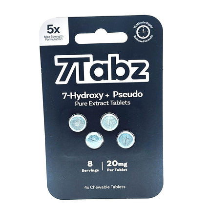 7Tabz 5x Max Strength 7-Hydroxy Pseudo Blend 4 Count 20mg Chewable Tablets.