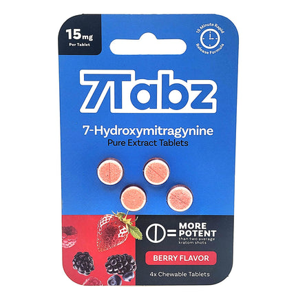 7Tabz 7-Hydroxymitragynine Berry Flavor 4 Count 15mg Chewable Tablets.