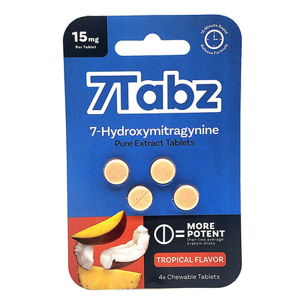 7Tabz 7-Hydroxymitragynine Tropical Flavor 4 Count 15mg Chewable Tablets.