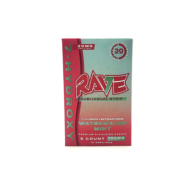 Rave 7-Hydroxymitragynine Sublingual Strips Watermelon Mint 20mg 100mg.