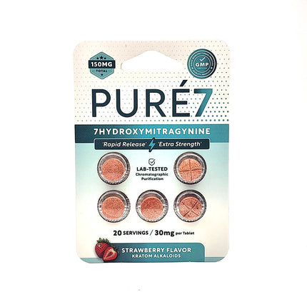 Pure 7-Hydroxymitragynine Strawberry 30mg Tablets - 5 Count.