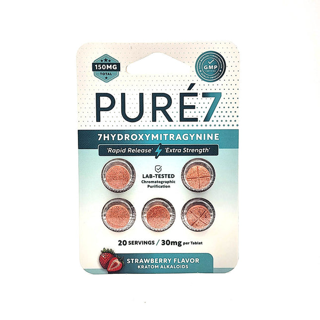 Pure 7-Hydroxymitragynine Strawberry 30mg Tablets - 5 Count.