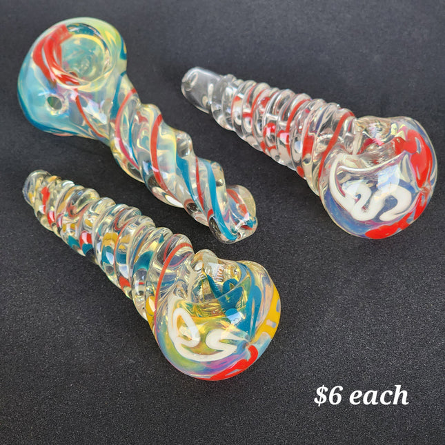 5-Inch Spiral Glass Hand Pipe - Wholesale Box of 100.