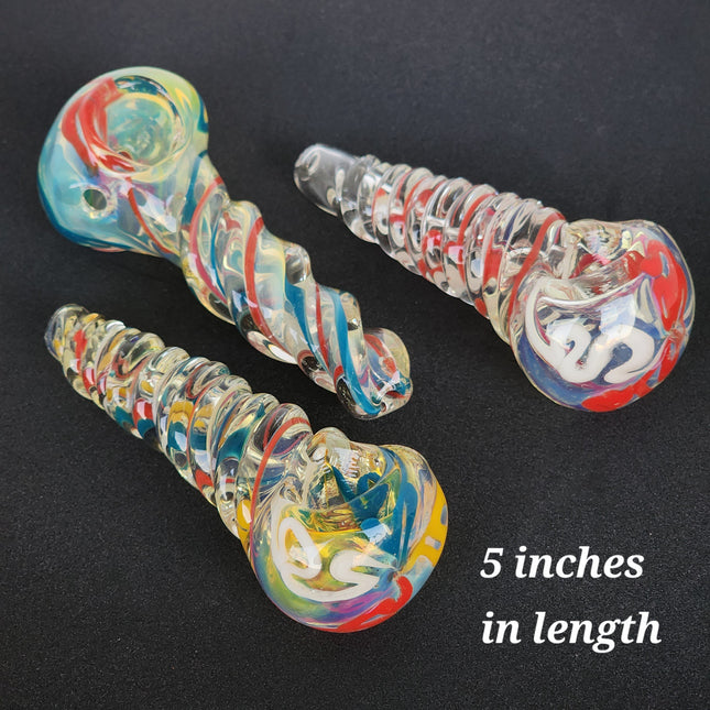 5-Inch Spiral Glass Hand Pipe - Wholesale Box of 100.