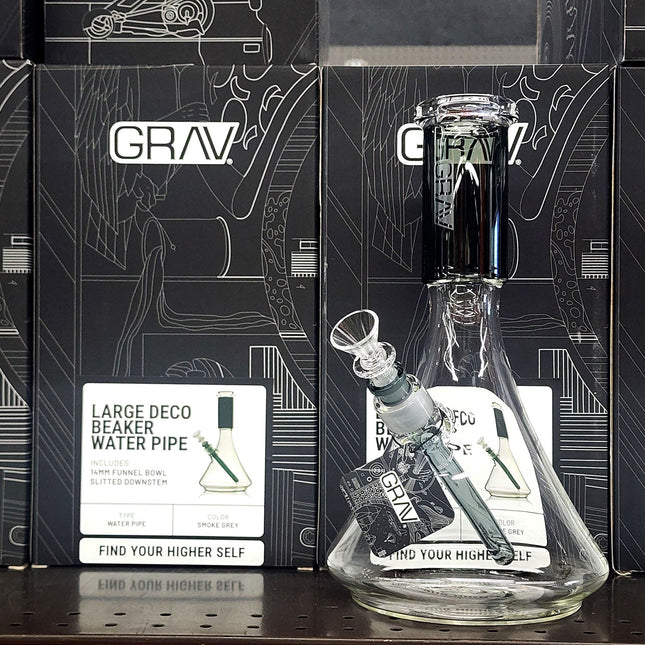 GRAV Large Deco Beaker Water Pipe Black