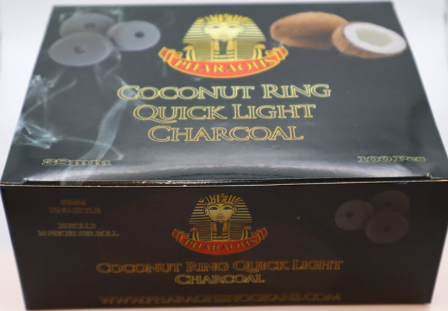 Pharaohs Coconut Ring Quick Light Charcoal (100 Pieces).