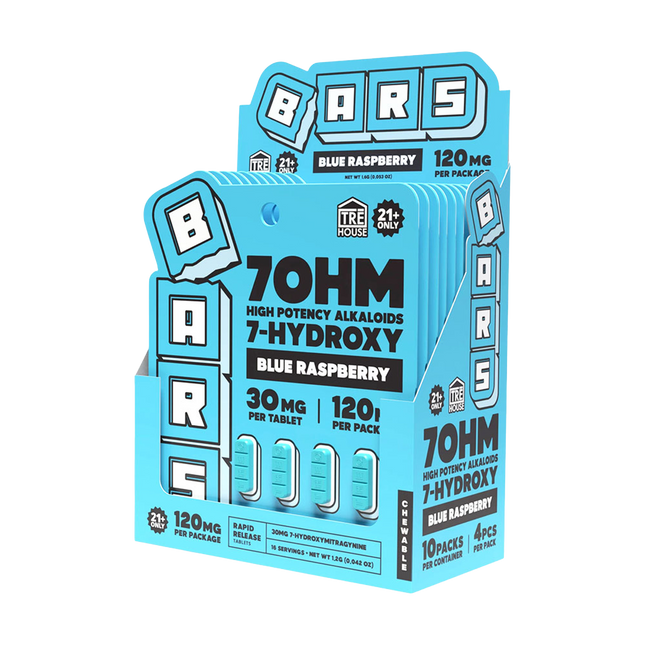 Tre House Bars 7OHM High Potency Alkaloids 7-Hydroxy 4 Count Tablets 30MG.