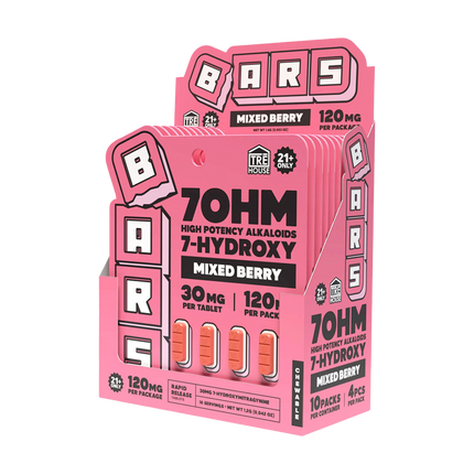 Tre House Bars 7OHM High Potency Alkaloids 7-Hydroxy 4 Count Tablets 30MG.