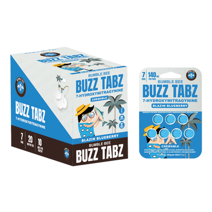 Bumble Bee Buzz Tabz 7-OH 20mg Tablets 7 Count - Blazin Blueberry Box (10 Packs)
