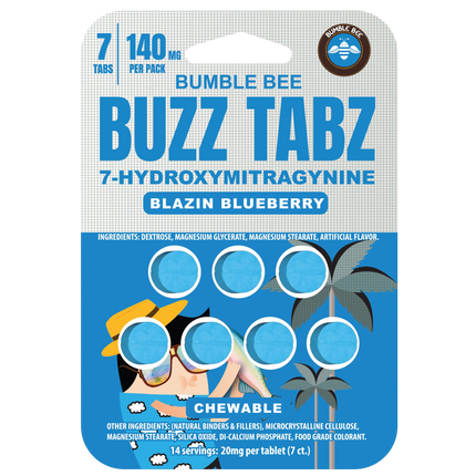 Bumble Bee Buzz Tabz 7-OH 20mg Tablets 7 Count - Blazin Blueberry 1 Pack