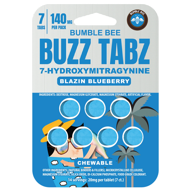 Bumble Bee Buzz Tabz 7-OH 20mg Tablets 7 Count - Blazin Blueberry.