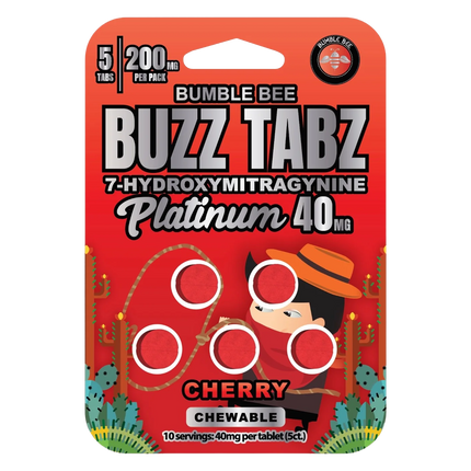 Bumble Bee Buzz Tabz Platinum 40mg: Premium Cherry Chewables.