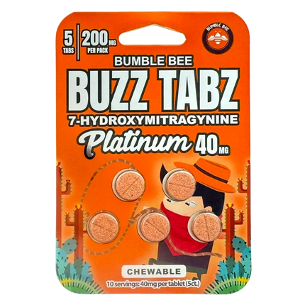 Bumble Bee Buzz Tabz Platinum 40mg: Premium Cherry Chewables.