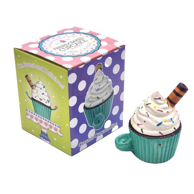 Ceramic Smoking Hand Pipe - Freshly Baked Cup Cake.