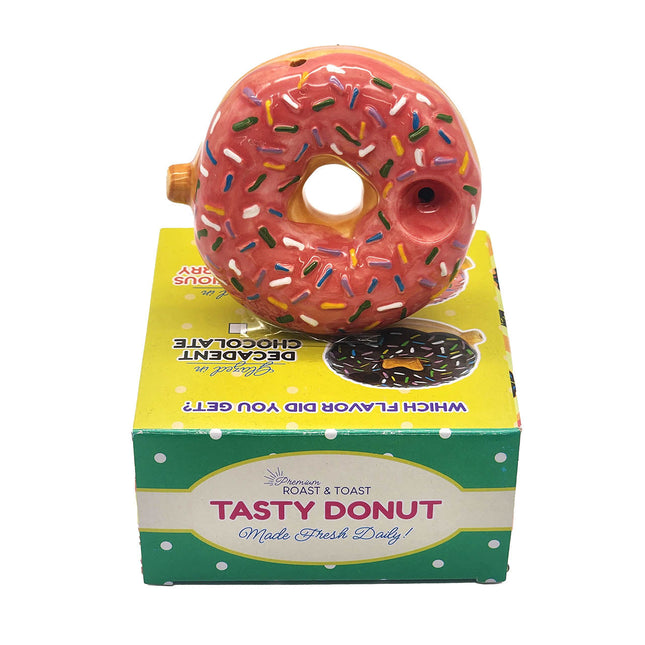 Strawberry Sprinkles Donut Ceramic Smoking Hand Pipe.