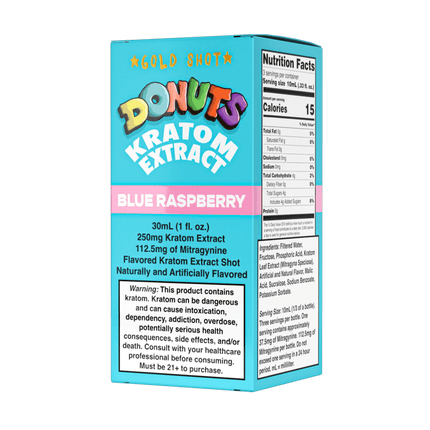 Donuts Kratom Extract 250mg Blue Raspberry Shot.