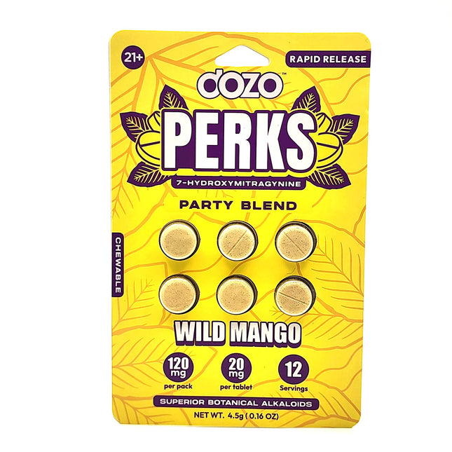 Dozo Perks Wild Mango Chewable 120mg 6 Count.