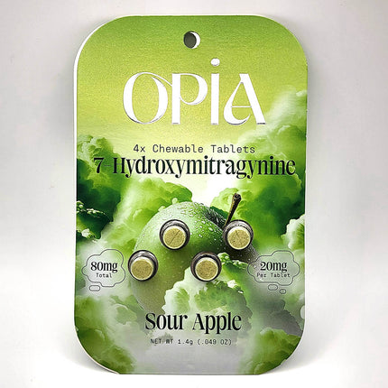 Opia Sour Apple 7-Hydroxymitragynine Chewable Tablets 80mg.
