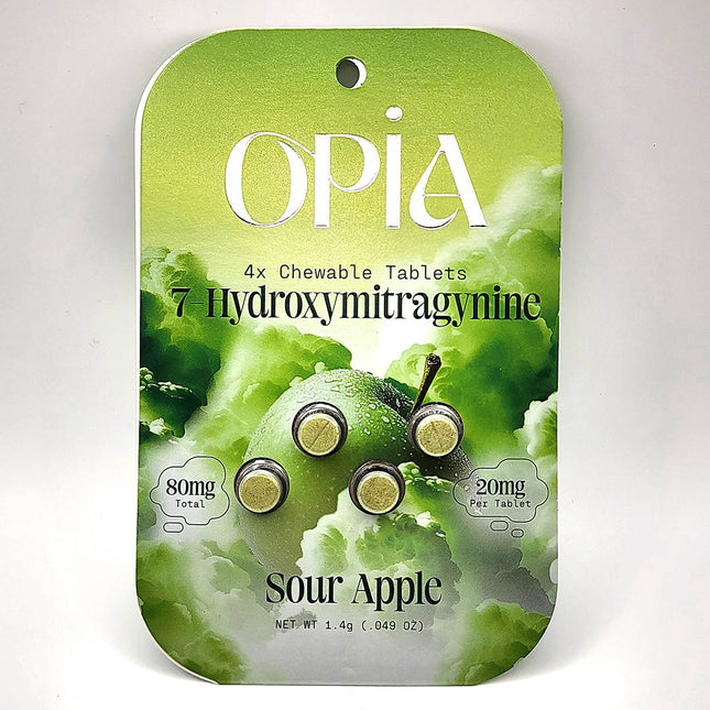 Opia Sour Apple 7-Hydroxymitragynine Chewable Tablets 80mg.