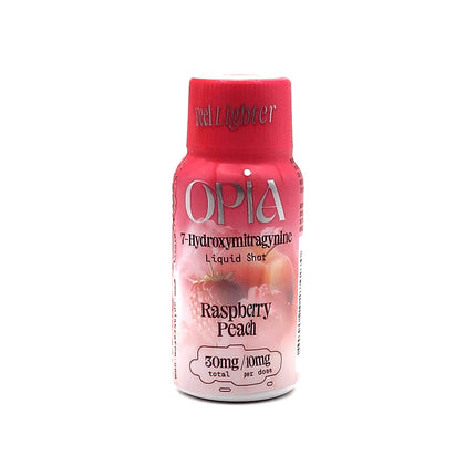 Opia 7-Hydroxymitragynine Liquid Shot Raspberry Peach 30mg.