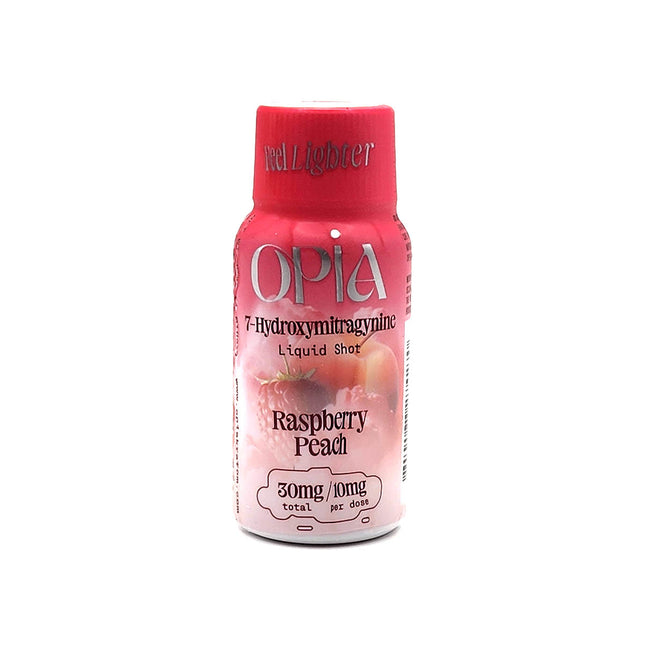 Opia 7-Hydroxymitragynine Liquid Shot Raspberry Peach 30mg.