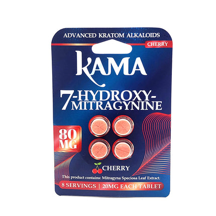 Kama 7-Hydroxymitragynine Cherry Tablets 80mg 4 Count.