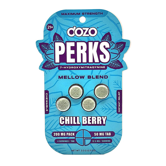 Dozo Perks Chill Berry Chewable 50mg Tab 200mg 4 Count.