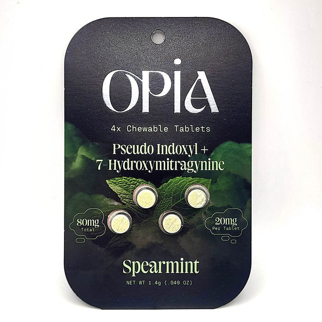 Opia Spearmint Pseudoindoxyl 7-Hydroxymitragynine Chewable Tablets 80mg.