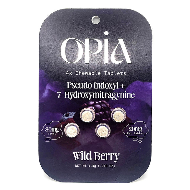 Opia Wild Berry Pseudoindoxyl 7-Hydroxymitragynine Chewable Tablets 80mg.
