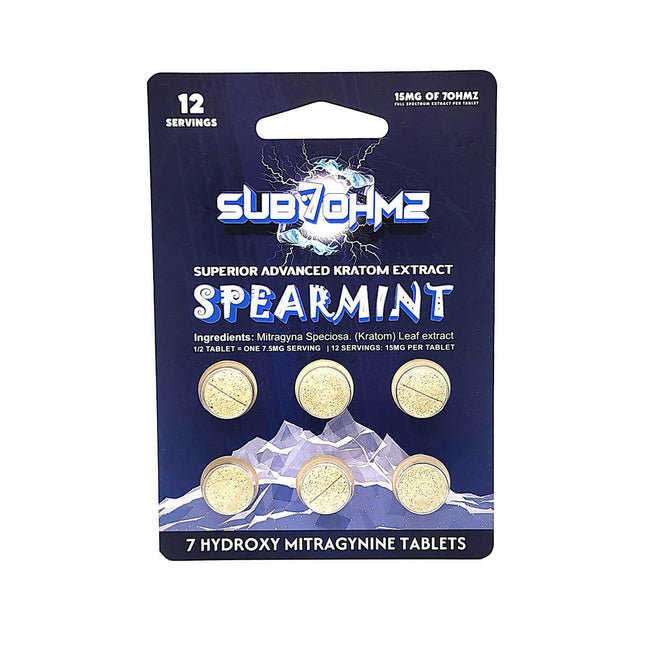 Sub 7Ohmz Spearmint Tablets 6 Count 15mg.