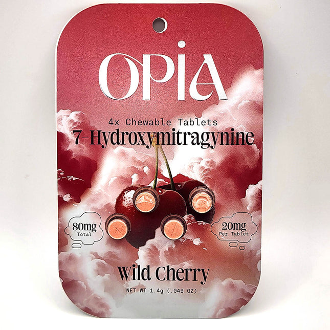 Opia Wild Cherry 7-Hydroxymitragynine Chewable Tablets 80mg.