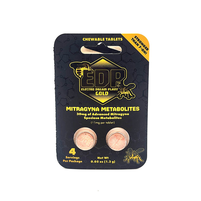 EDP Gold Mitragyna Metabolites Chewable Tablets 30mg 2 Count.