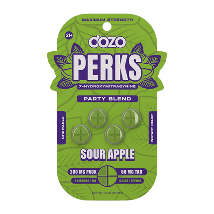 Dozo Perks - Maximum Strength 7-Hydroxymitragynine Tablets: Sour Apple Party Blend.