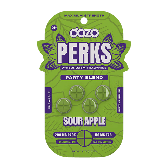 Dozo Perks - Maximum Strength 7-Hydroxymitragynine Tablets: Sour Apple Party Blend.