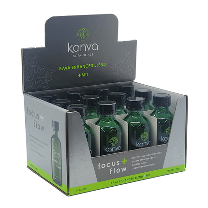 Kanva Botanicals Focus + Flow Kava Enhanced Blend + MIT - Wholesale 12 Pack (2 fl oz Bottles)