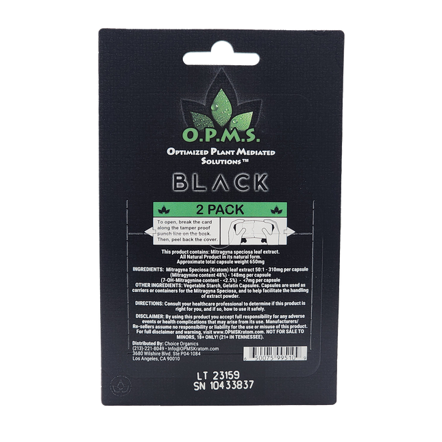 OPMS Black Kratom Extract Capsules.