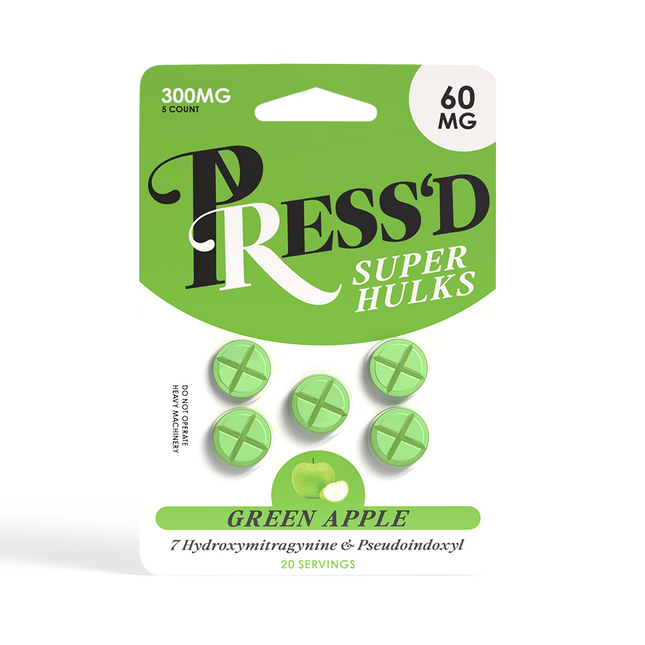 Press'd Super Hulks 60mg Tablets - 5 Pack 300mg - Green Apple.