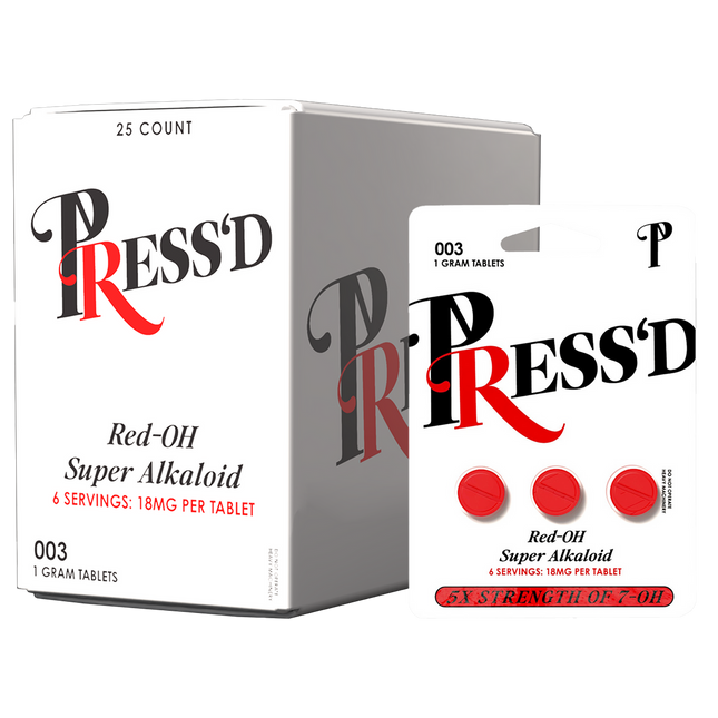 PRESS'D Red-OH Super Alkaloid Tablets - Wholesale Box of 25 3-packs.