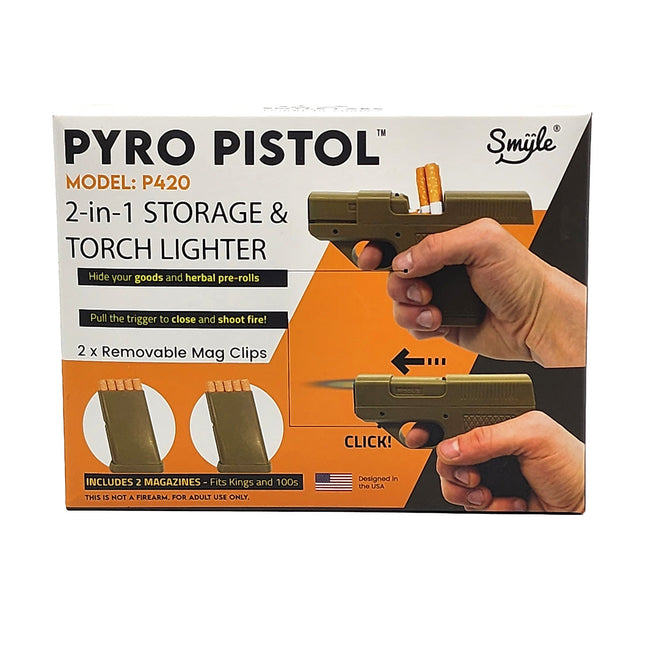 Pyro Pistol Model P420 - 2-in-1 Storage &amp; Torch Lighter.