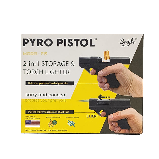 Pyro Pistol Model P19: The Ultimate 2-in-1 Storage and Torch Lighter.