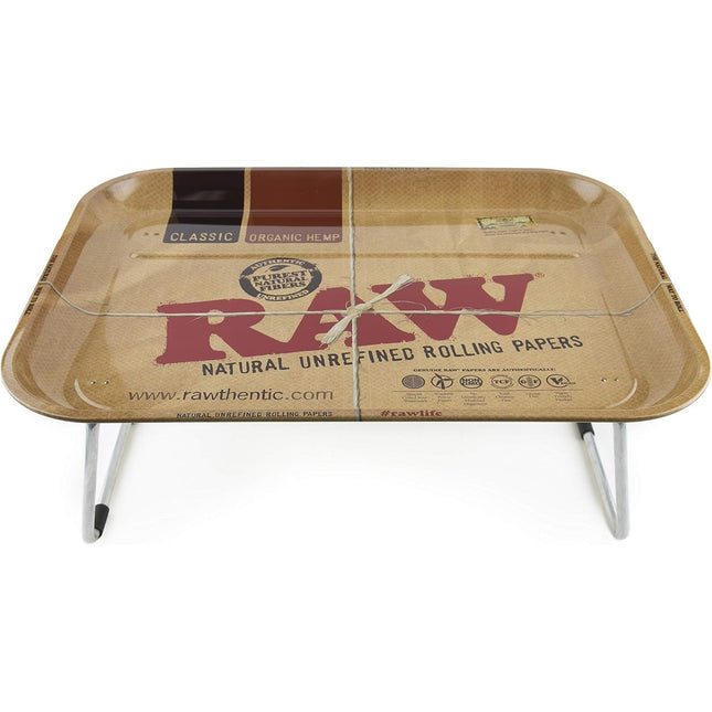 RAW Rolling Tray with Foldable Legs - Classic Organic Hemp.