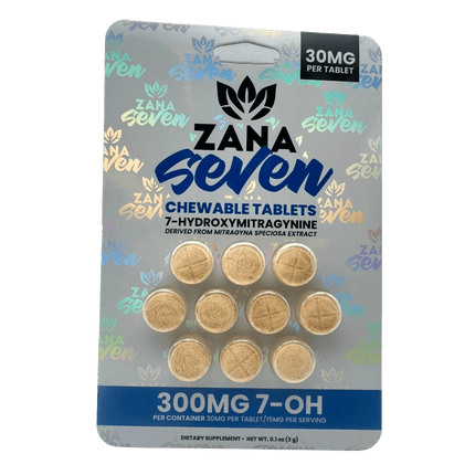 Zana Seven 7-Hydroxymitragynine 10 Count Chewable Tablets - 300mg Total.