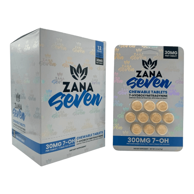 Zana Seven 7-Hydroxymitragynine 10 Count Chewable Tablets - 300mg Total.