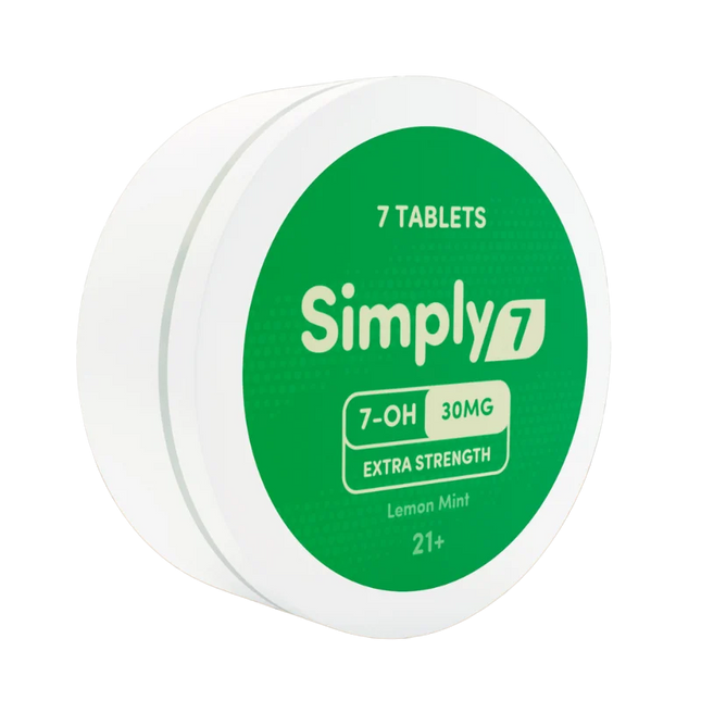 Simply 7 30mg 7-Hydroxymitragynine Tablets Extra Strength Lemon Mint - 7 Count.