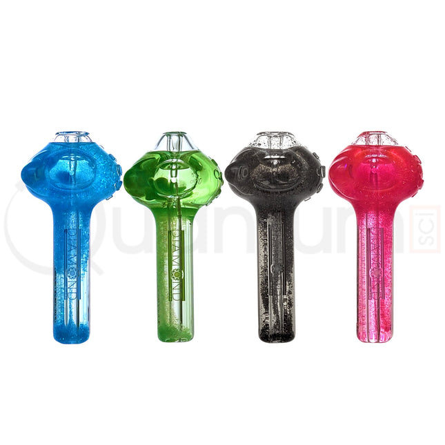 Diamond Glass Glittery Freezable Gel Hand Pipe 4"